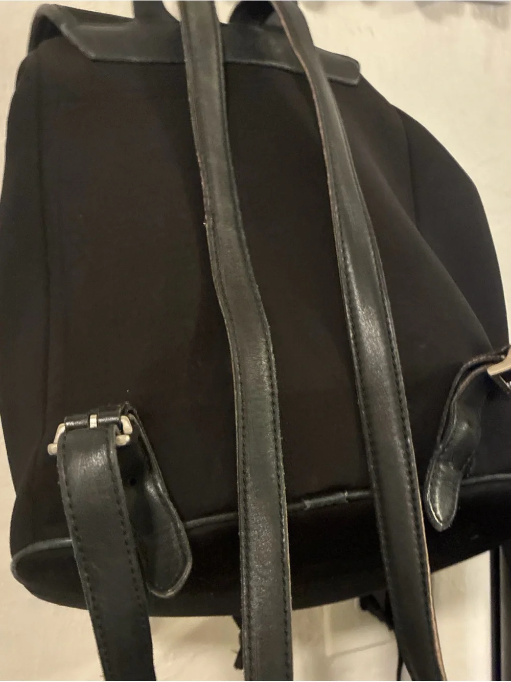 Coach Black Leather Drawstring Flap Backpack